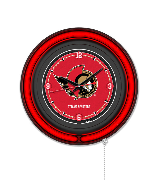 Ottawa Senators Black Case Neon Clock