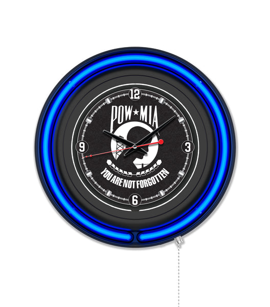 POW/MIA Black Case Neon Clock