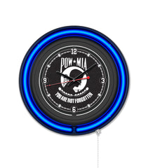 POW/MIA Black Case Neon Clock