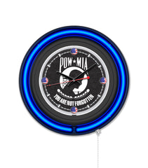 POW/MIA Black Case Neon Clock