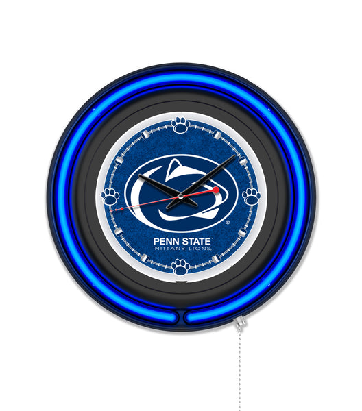 Pennsylvania State University Black Case Neon Clock