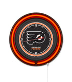 Philadelphia Flyers Black Case Neon Clock