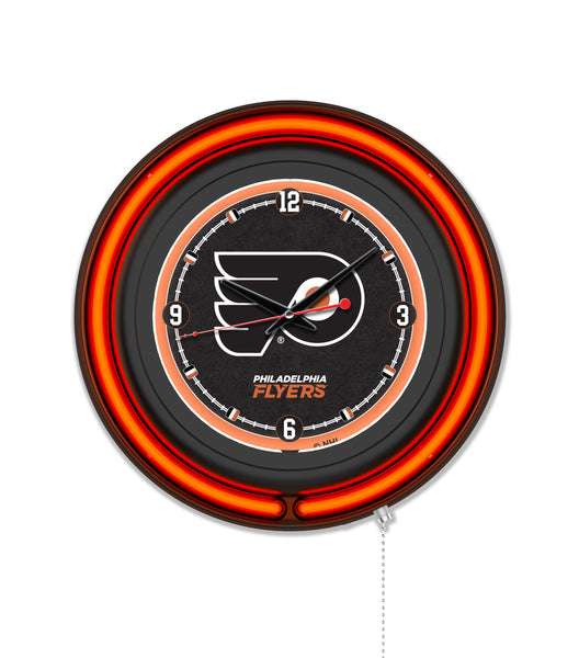 Philadelphia Flyers Black Case Neon Clock