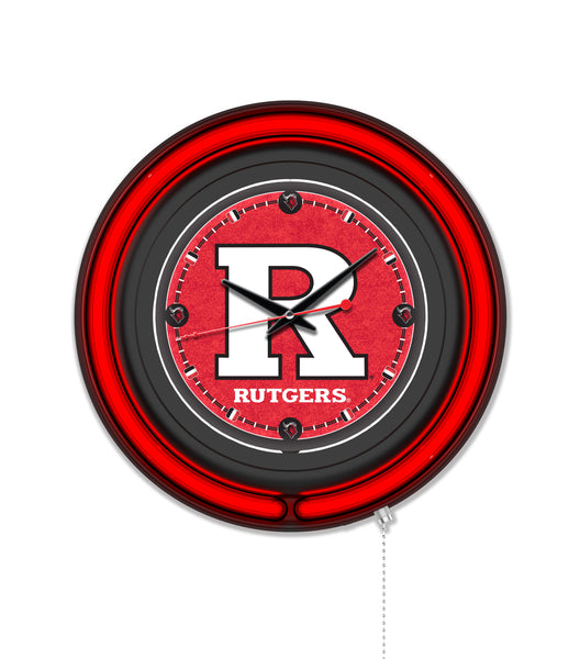 Rutgers Black Case Neon Clock