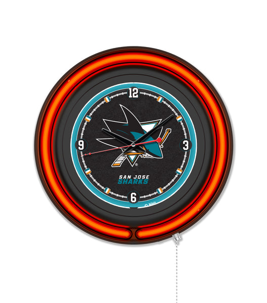 San Jose Sharks Black Case Neon Clock