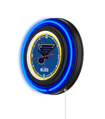 St Louis Blues Black Case Neon Clock