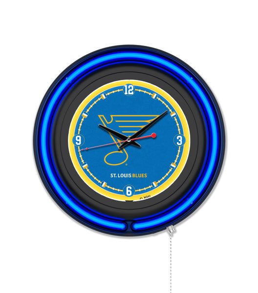 St Louis Blues Black Case Neon Clock