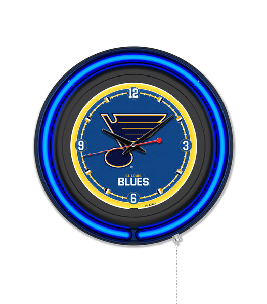 St Louis Blues Black Case Neon Clock