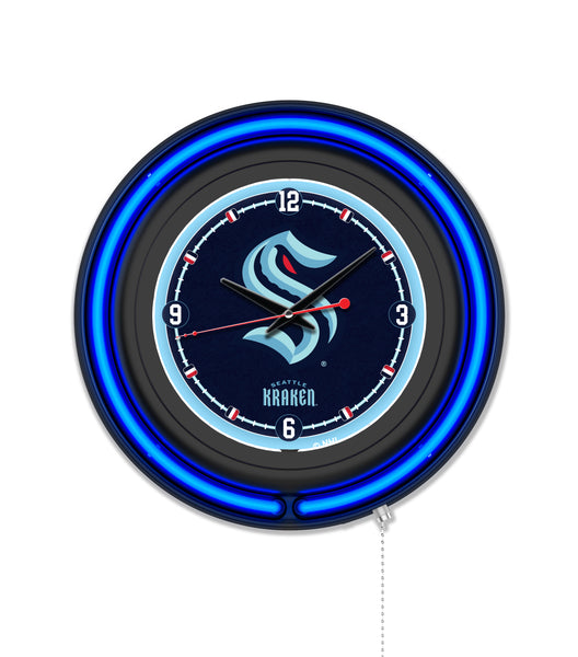 Seattle Kraken Black Case Neon Clock