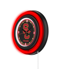 University of Southern California Black Case Neon Clock