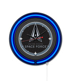 United States Space Force Black Case Neon Clock