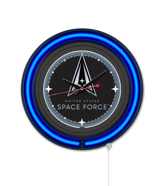 United States Space Force Black Case Neon Clock