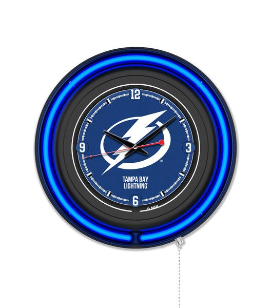 Tampa Bay Lightning Black Case Neon Clock