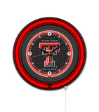 Texas Tech University Black Case Neon Clock