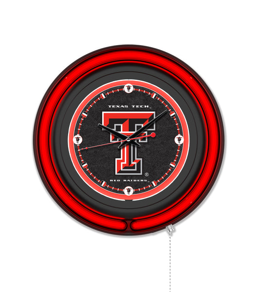 Texas Tech University Black Case Neon Clock