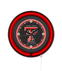 Texas Tech University Black Case Neon Clock