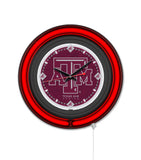 Texas A&M Black Case Neon Clock