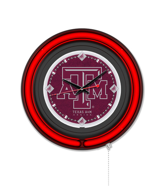 Texas A&M Black Case Neon Clock