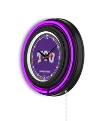 Texas Christian University Black Case Neon Clock