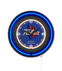 University of Tulsa Black Case Neon Clock