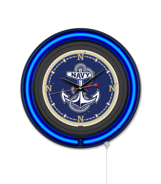 US Naval Academy Black Case Neon Clock