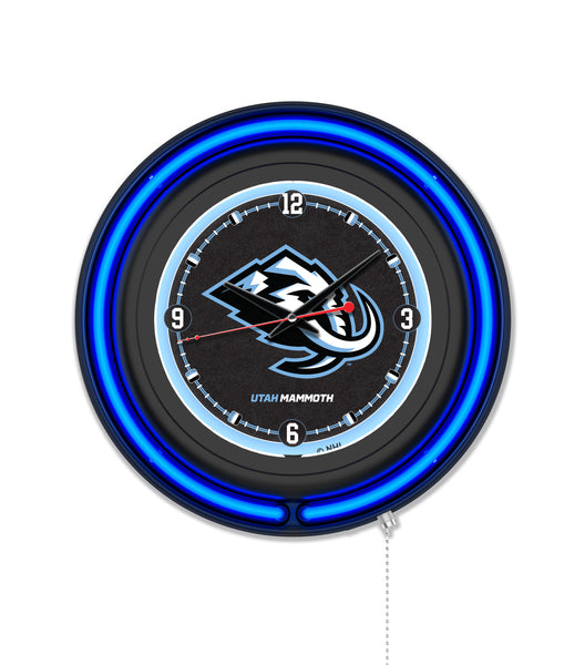Utah Mammoth Black Case Neon Clock