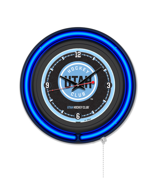 Utah Hockey Club Black Case Neon Clock