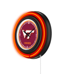 Virginia Tech University Black Case Neon Clock