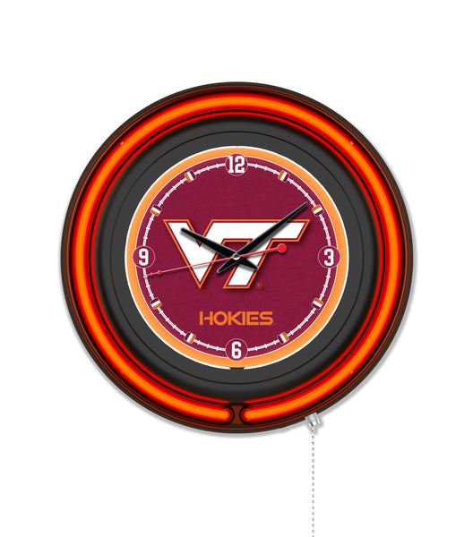 Virginia Tech University Black Case Neon Clock