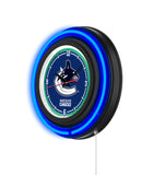 Vancouver Canucks Black Case Neon Clock