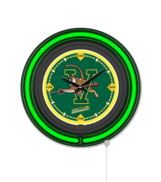 University of Vermont Black Case Neon Clock