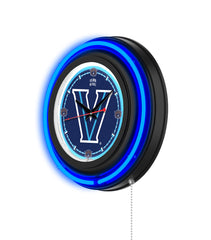 Villanova University Black Case Neon Clock