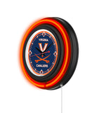 University of Virginia Black Case Neon Clock