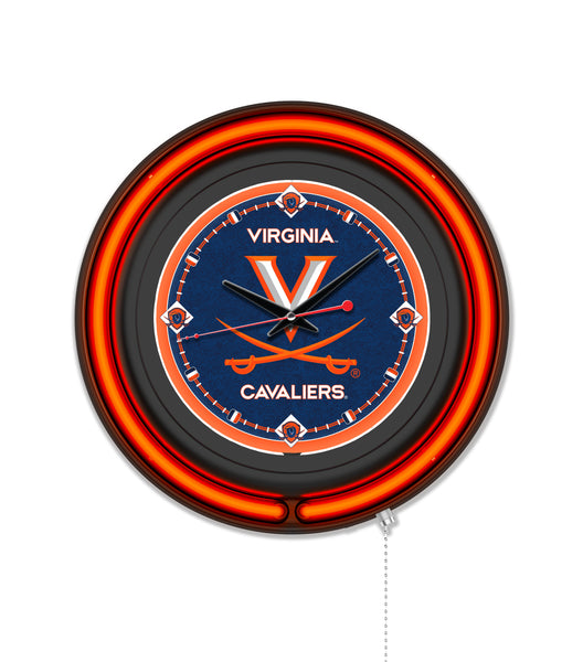 University of Virginia Black Case Neon Clock