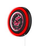 Washington State University Black Case Neon Clock