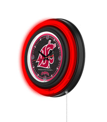 Washington State University Black Case Neon Clock