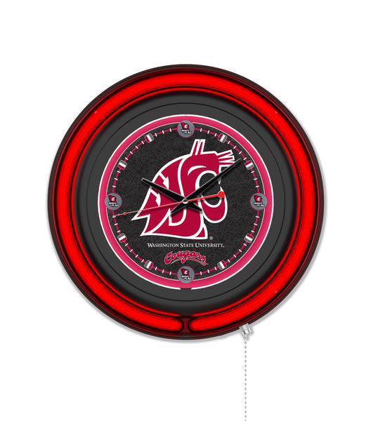 Washington State University Black Case Neon Clock