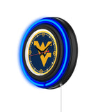 West Virginia University Black Case Neon Clock