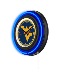 West Virginia University Black Case Neon Clock