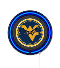 West Virginia University Black Case Neon Clock