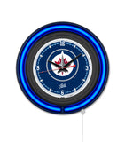 Winnipeg Jets Black Case Neon Clock