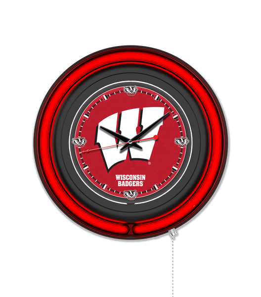 University of Wisconsin (W) Black Case Neon Clock