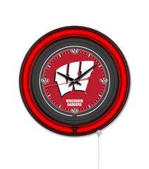 University of Wisconsin (W) Black Case Neon Clock