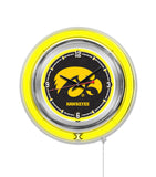 15" Iowa Hawkeyes Neon Clock