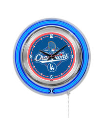 Los Angeles Dodgers 2025 World Series Champions Cup Neon Clock