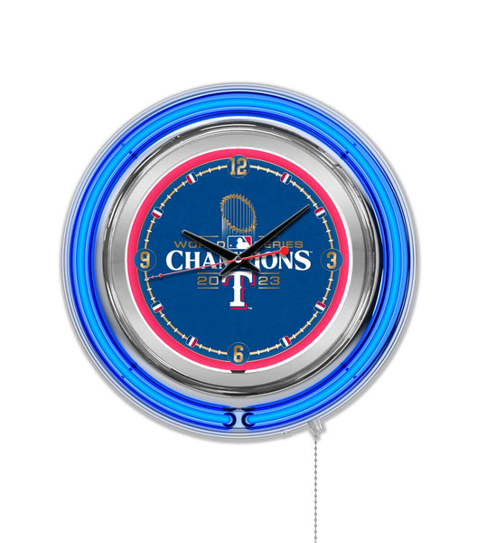 Texas Rangers 2023 World Series Champions Cup Neon Clock