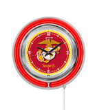 Traditional Red and Yellow 15" United States Marine Corps Neon Clock