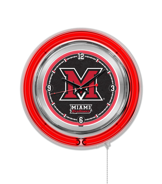 15" Miami Neon Clock | MU RedHawks Retro Neon Clock