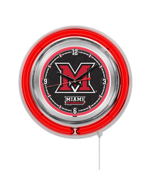 Miami University RedHawks Officially Licensed Logo 15" Neon Clock 