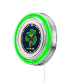 15" Notre Dame Neon Clock Fighting Irish Shamrock